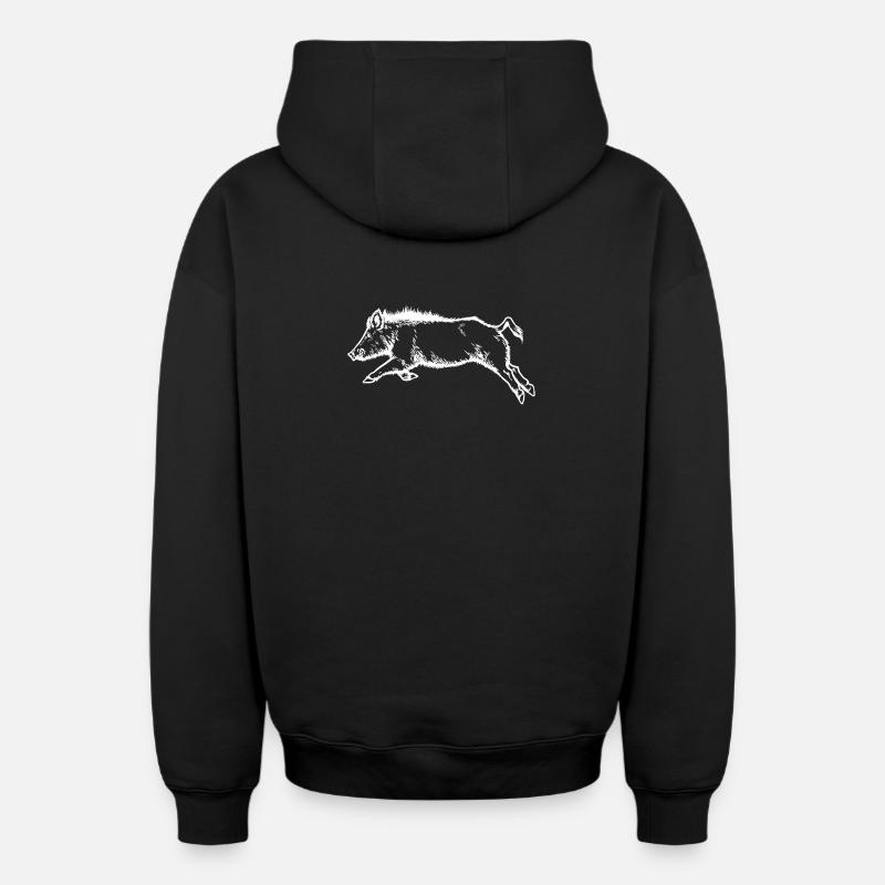 Saut de sanglier (blanc) - Sweat à capuche unisexe zippé oversize épais SPREAD - noir