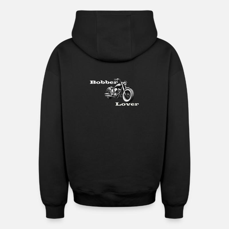 Bobber Lover blanc - Sweat à capuche unisexe zippé oversize épais SPREAD - noir