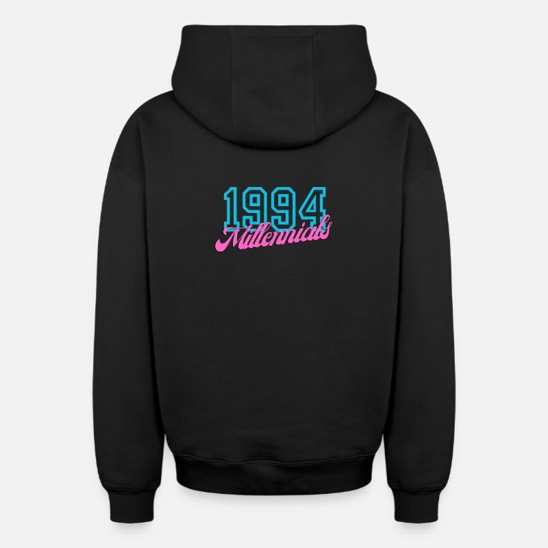 1994 Millennials Retro Datum Design - Oversized Heavyweight Unisex Zip Hoodie - Schwarz