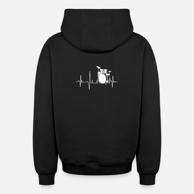 Rythme cardiaque du batteur - Sweat à capuche unisexe zippé oversize épais SPREAD - noir