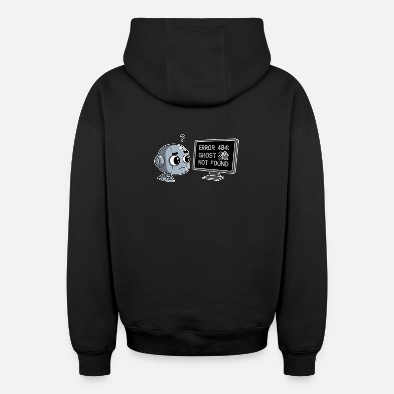 Error 404: Ghost Not Found - Oversized Heavyweight Unisex Zip Hoodie - Schwarz