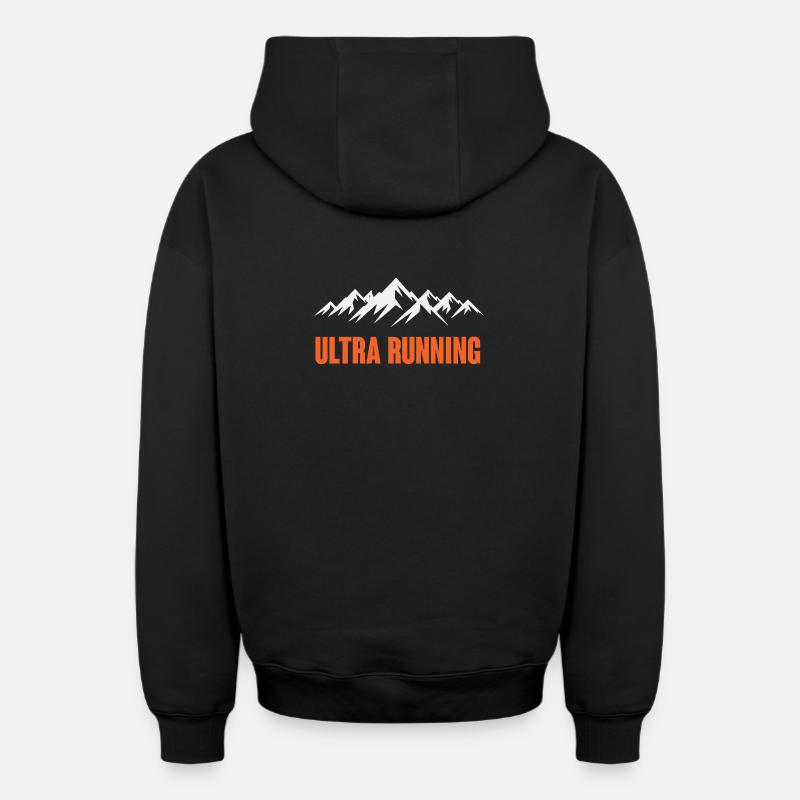 Ultra Running - Sweat à capuche unisexe zippé oversize épais SPREAD - noir