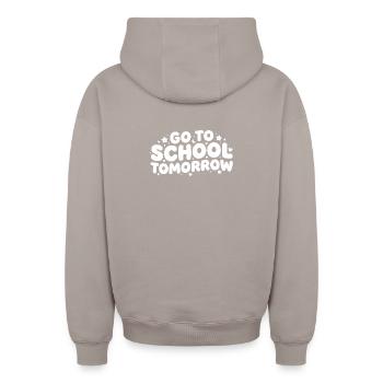 Du Bist Gut Genug Internet Meme - Oversized Heavyweight Unisex Zip Hoodie - Taupe - Hinten - AI Model Male 178 light (178cm)