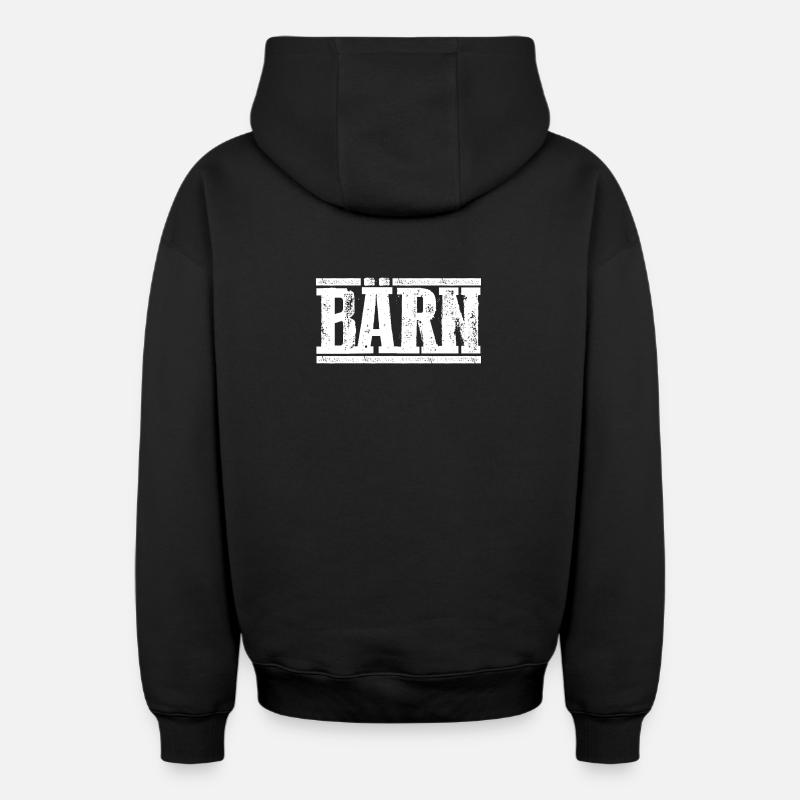 Berne - Ours - Sweat à capuche unisexe zippé oversize épais SPREAD - noir