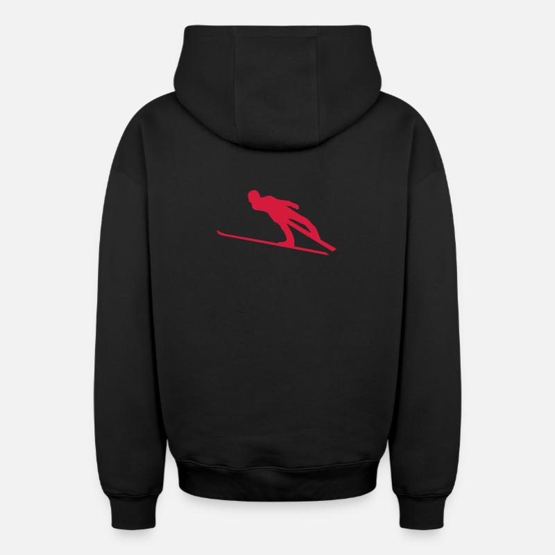 ski - Sweat à capuche unisexe zippé oversize épais SPREAD - noir