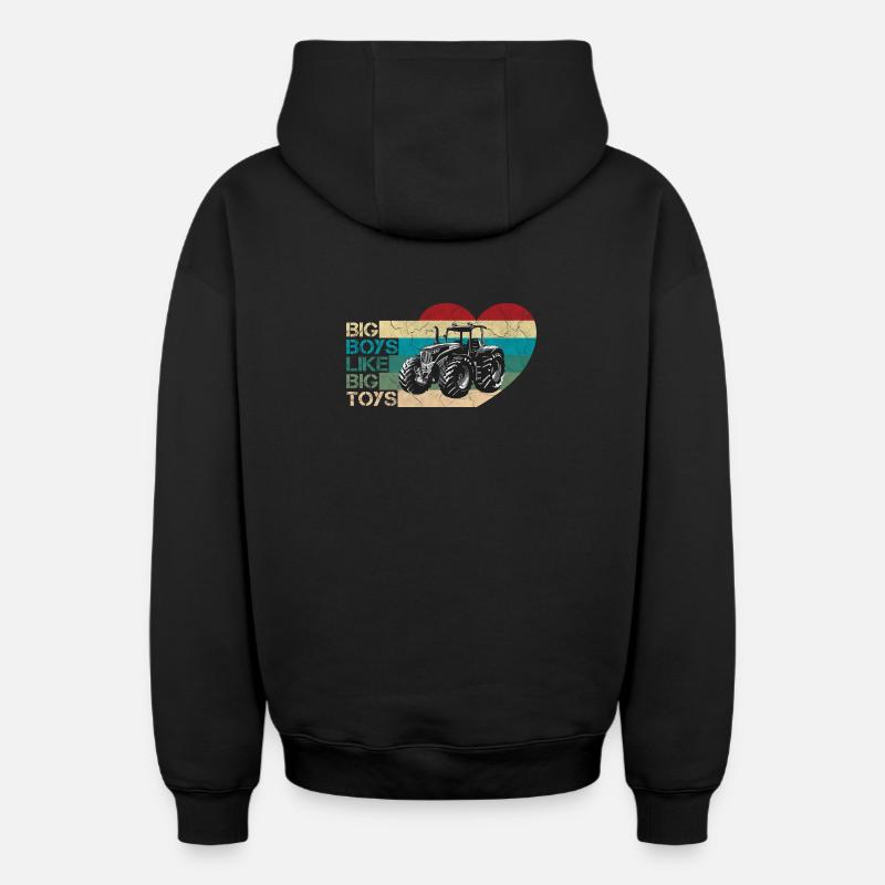 Big Boys Retro - Sweat à capuche unisexe zippé oversize épais SPREAD - noir