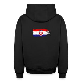 Drapeau de la Croatie - Sweat à capuche unisexe zippé oversize épais SPREAD - noir - Dos - AI Model Male 185 dark (185cm)