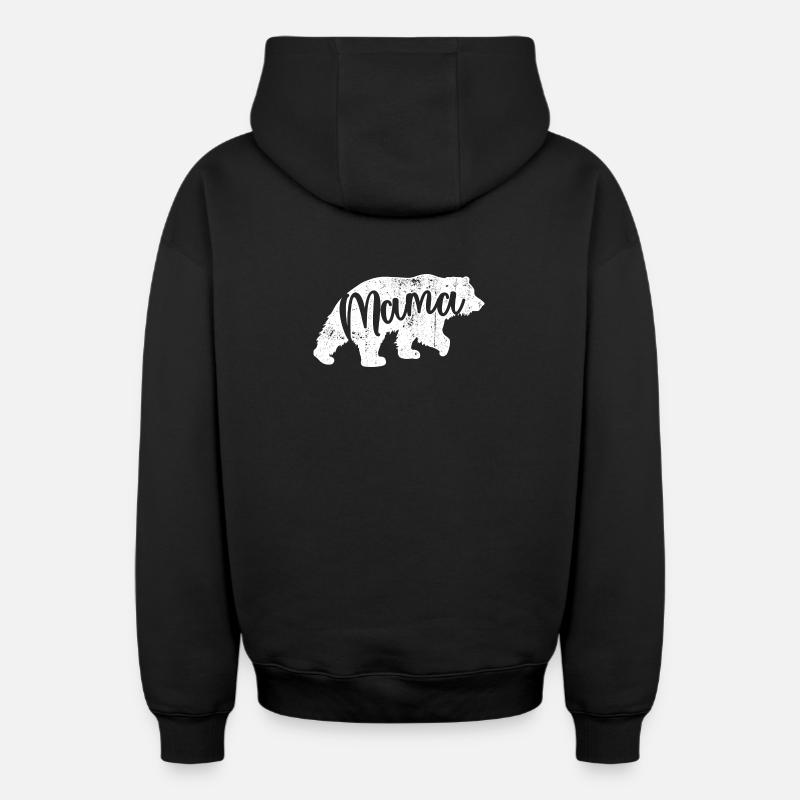 Mama Bear Script Logo - Sweat à capuche unisexe zippé oversize épais SPREAD - noir