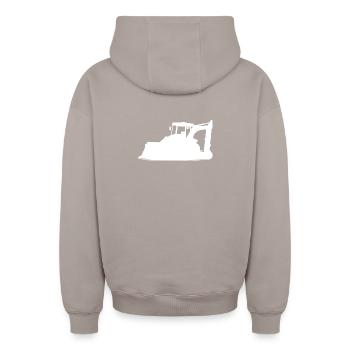Baggerfahrer und Baugeräteführer Silhouette – - Oversized Heavyweight Unisex Zip Hoodie - Taupe - Hinten - AI Model Male 178 light (178cm)