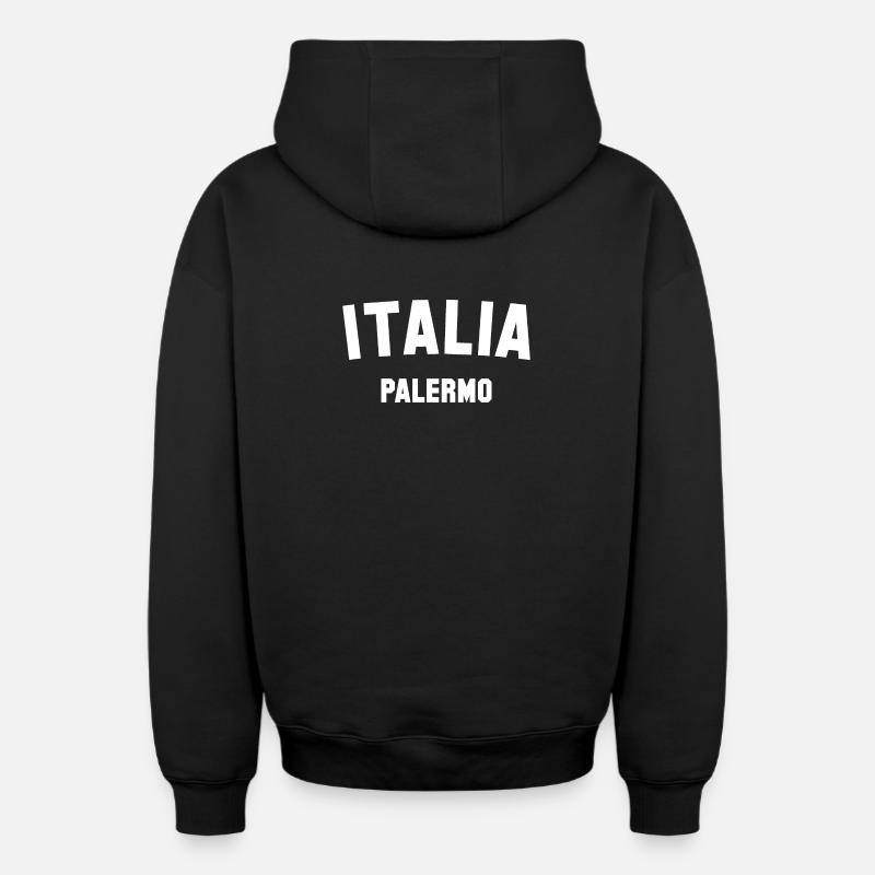 ITALIE PALERME Italie - Sweat à capuche unisexe zippé oversize épais SPREAD - noir