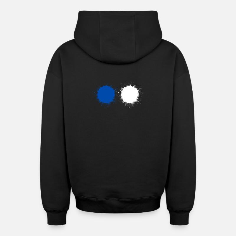 Bleu Blanc - Sweat à capuche unisexe zippé oversize épais SPREAD - noir