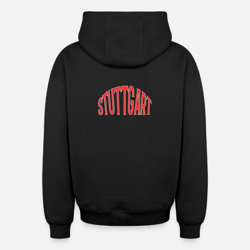 Stuttgart - Sweat à capuche unisexe zippé oversize épais SPREAD - noir