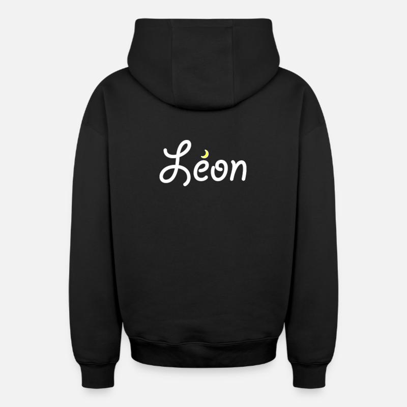 Léon - Sweat à capuche unisexe zippé oversize épais SPREAD - noir