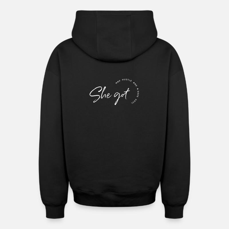 Sie hat Hustle - Oversized Heavyweight Unisex Zip Hoodie - Schwarz