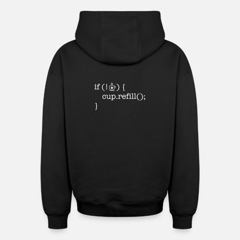 Coffee code lover software developer programmer - Oversized Heavyweight Unisex Zip Hoodie - black