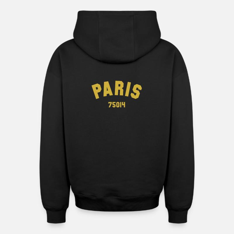 14e arrondissement de PARIS - Sweat à capuche unisexe zippé oversize épais SPREAD - noir