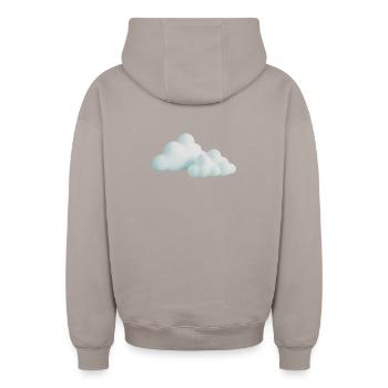 Cloud Design Sunset Colors - Oversized Heavyweight Unisex Zip Hoodie - taupe - Back - AI Model Male 178 light (178cm)