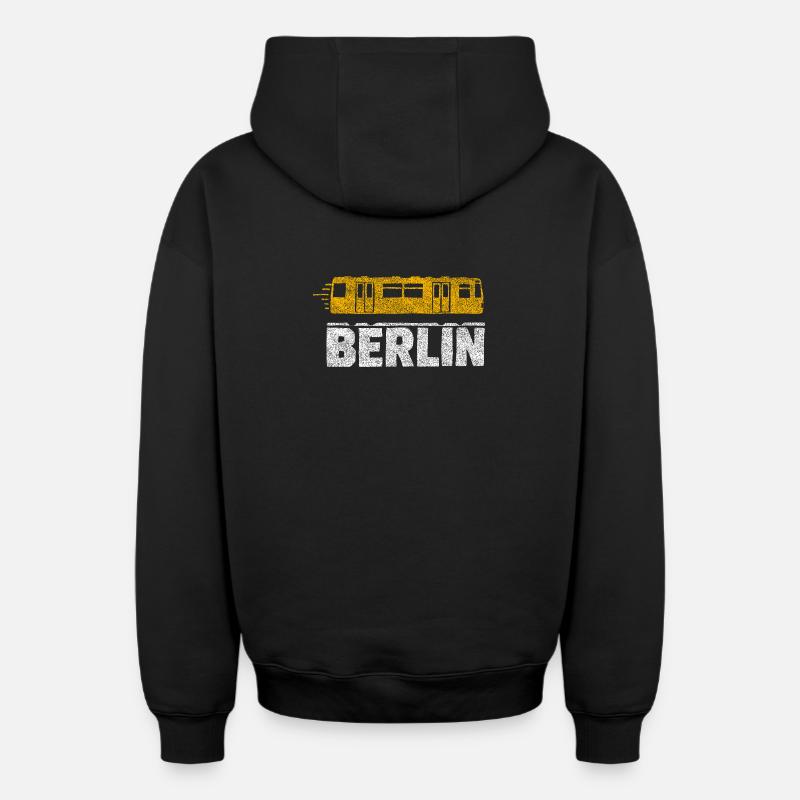 Graphique du tramway de Berlin - Sweat à capuche unisexe zippé oversize épais SPREAD - noir