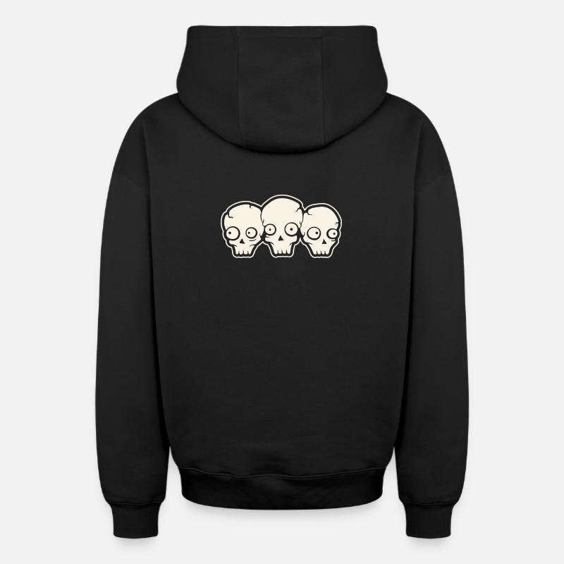 Crâne - Sweat à capuche unisexe zippé oversize épais SPREAD - noir