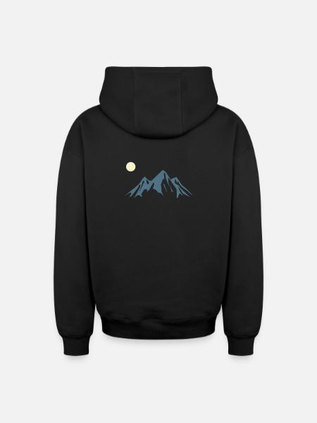 Mountain Silhouette Sunrise - Oversized Heavyweight Unisex Zip Hoodie - black