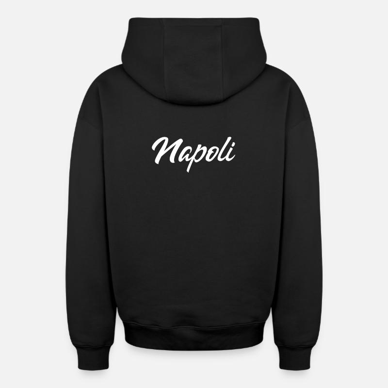Lettrage Napoli Script - Sweat à capuche unisexe zippé oversize épais SPREAD - noir