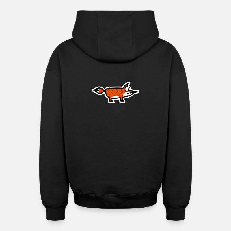 Renard - Sweat à capuche unisexe zippé oversize épais SPREAD - noir