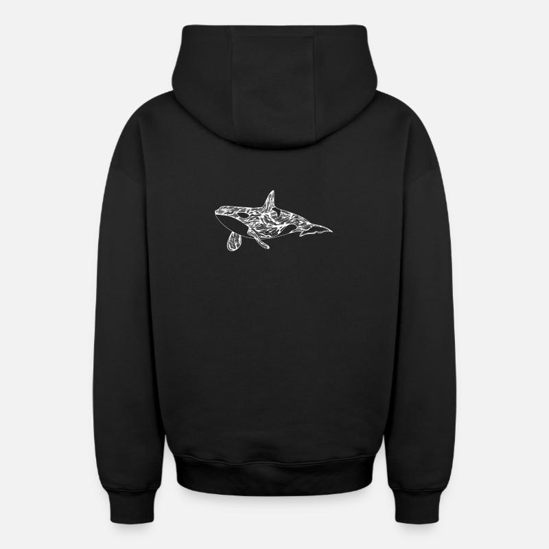 orque - Sweat à capuche unisexe zippé oversize épais SPREAD - noir