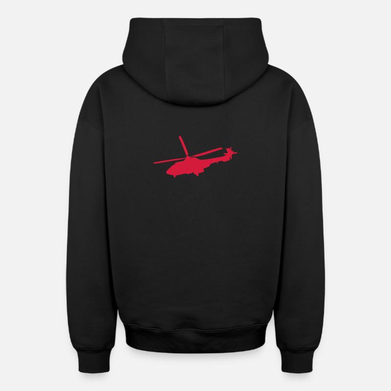 hélicoptère - Sweat à capuche unisexe zippé oversize épais SPREAD - noir