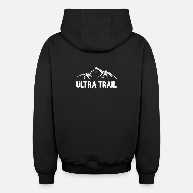Ultra Trail - Sweat à capuche unisexe zippé oversize épais SPREAD - noir