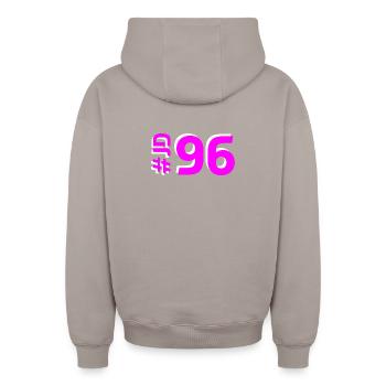 JD96 - Sweat à capuche unisexe zippé oversize épais SPREAD - taupe - Dos - AI Model Male 178 light (178cm)