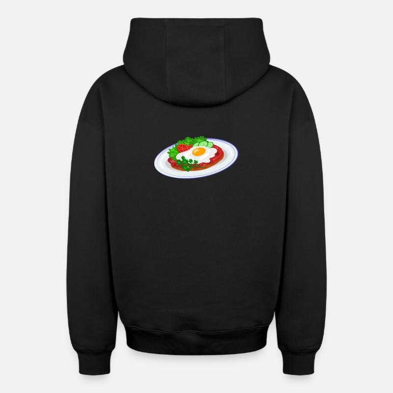 Petit-déjeuner anglais traditionnel - Sweat à capuche unisexe zippé oversize épais SPREAD - noir