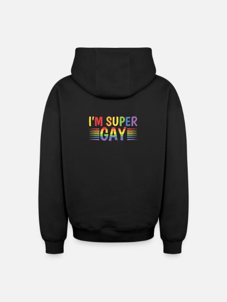 I´m super gay LGBT - Oversized Heavyweight Unisex Zip Hoodie - Schwarz