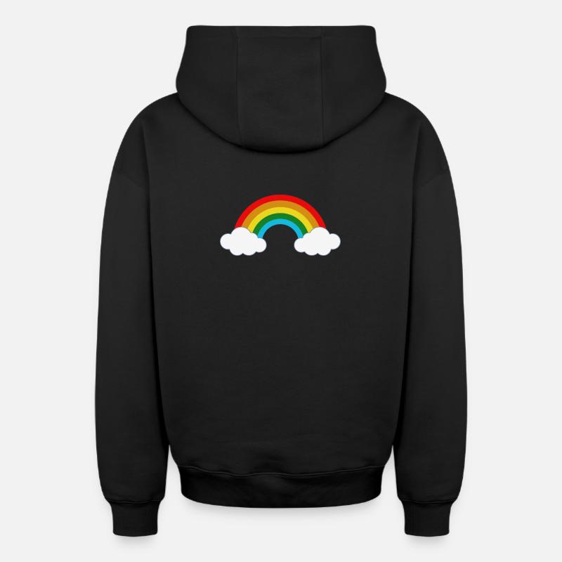 Regenbogen - Oversized Heavyweight Unisex Zip Hoodie - Schwarz