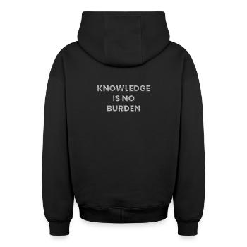 La connaissance n’est pas un fardeau - Sweat à capuche unisexe zippé oversize épais SPREAD - noir - Dos - AI Model Male 185 dark (185cm)