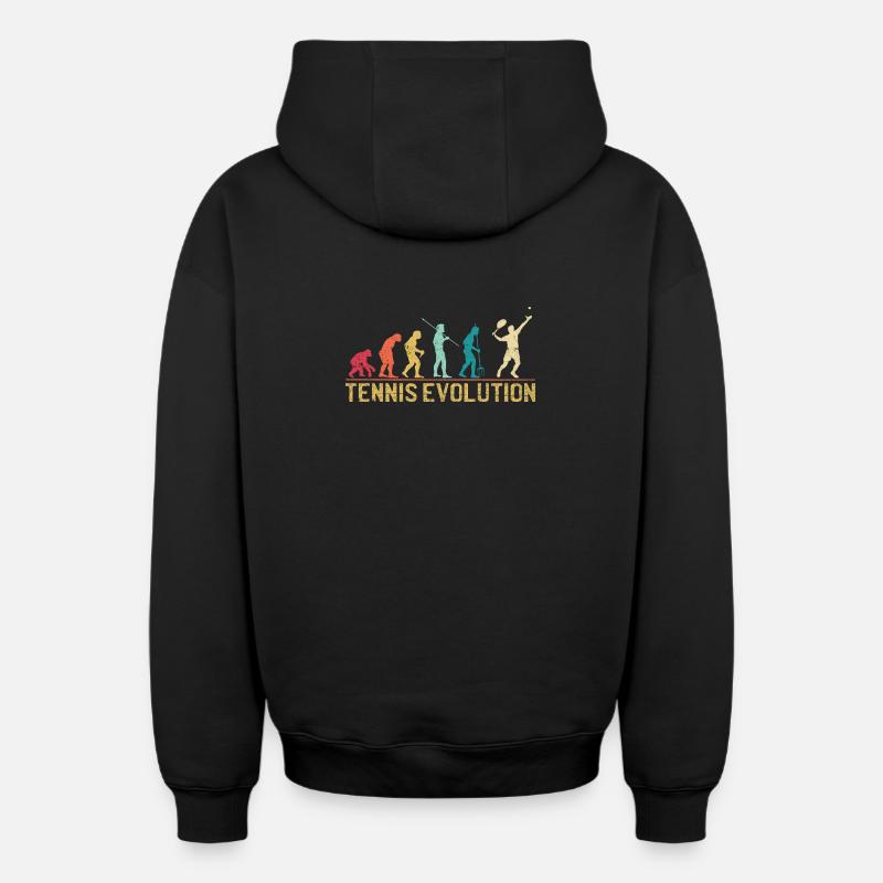 Tennis Evolution Evolution Conception graphique - Sweat à capuche unisexe zippé oversize épais SPREAD - noir