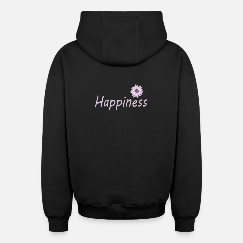 Bonheur - Sweat à capuche unisexe zippé oversize épais SPREAD - noir