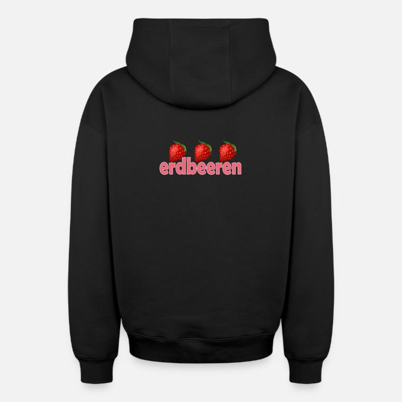Fraises - Sweat à capuche unisexe zippé oversize épais SPREAD - noir