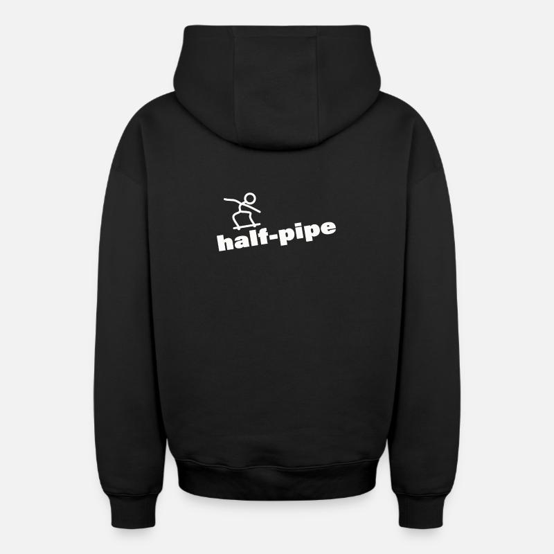 demi-lune - Sweat à capuche unisexe zippé oversize épais SPREAD - noir