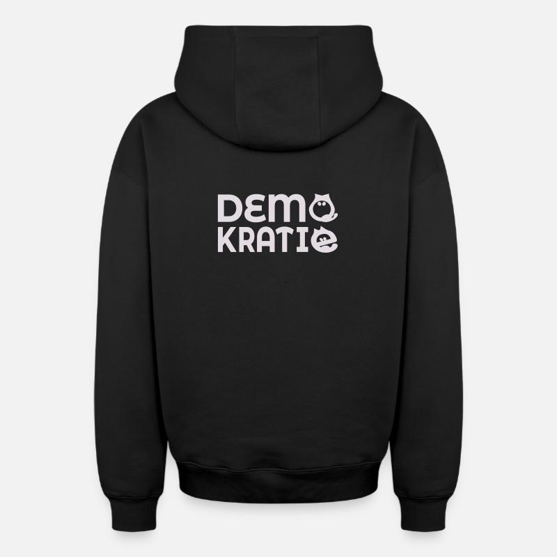 Démocratie des chats - Sweat à capuche unisexe zippé oversize épais SPREAD - noir