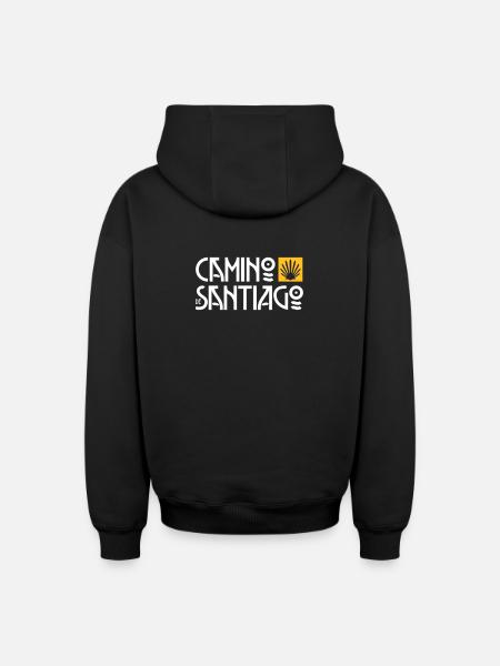 Camino de Santiago | Cammino di Santiago | Refuso Art Deco - Felpa unisex con cappuccio oversize pesante SPREAD - nero