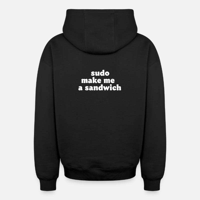 Sudo Commando Meme Sandwich - Oversized Heavyweight Unisex Zip Hoodie - black