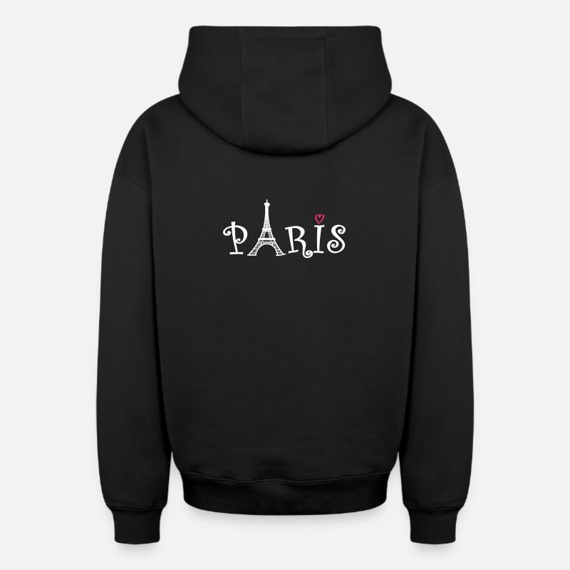 Paris - Sweat à capuche unisexe zippé oversize épais SPREAD - noir