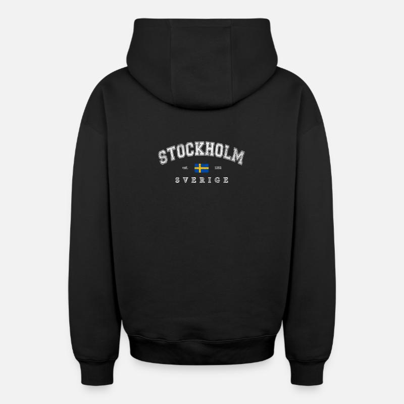 Stockholm Suède - Sweat à capuche unisexe zippé oversize épais SPREAD - noir