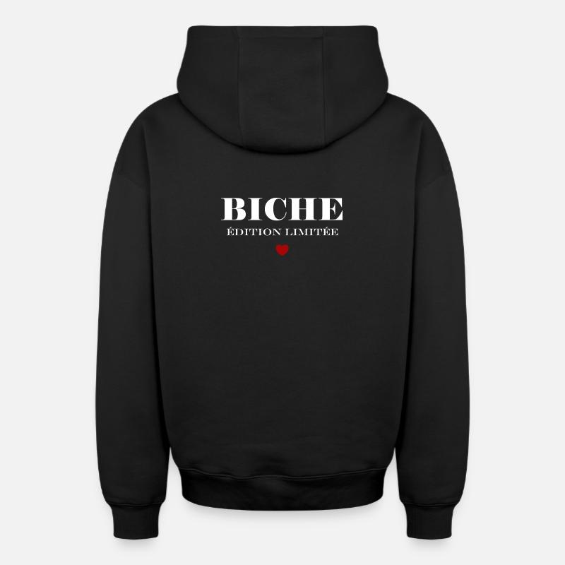Biche - Sweat à capuche unisexe zippé oversize épais SPREAD - noir