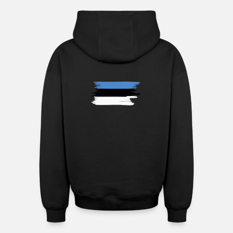 Drapeau estonien - Sweat à capuche unisexe zippé oversize épais SPREAD - noir
