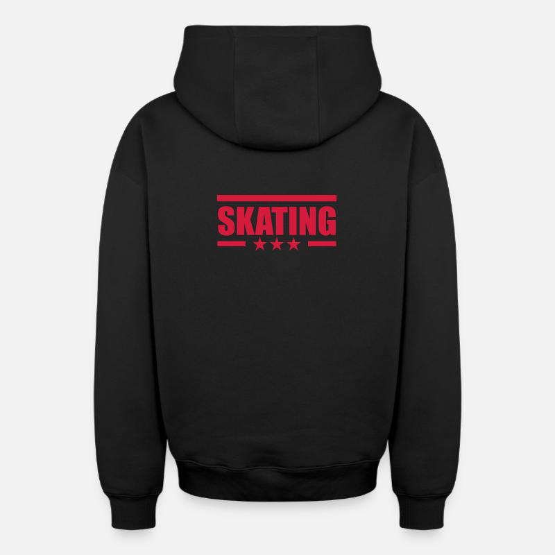 Skating - Sweat à capuche unisexe zippé oversize épais SPREAD - noir