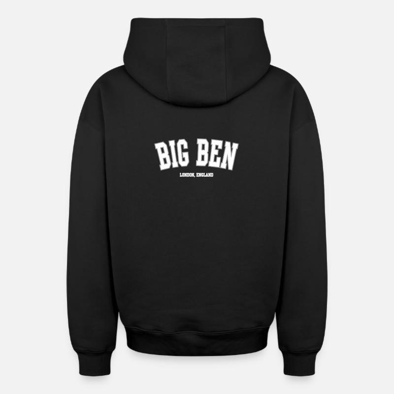Big Ben Londres Imprimer - Sweat à capuche unisexe zippé oversize épais SPREAD - noir