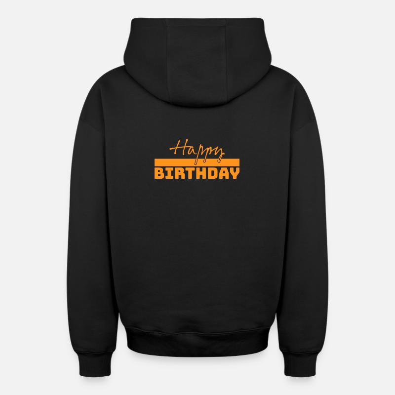 Tshirt joyeux anniversaire - Sweat à capuche unisexe zippé oversize épais SPREAD - noir