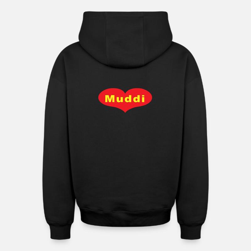 Muddi - Oversized Heavyweight Unisex Zip Hoodie - Schwarz