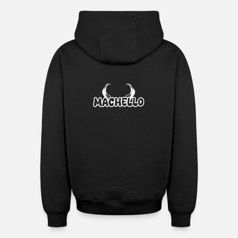 Machello - Sweat à capuche unisexe zippé oversize épais SPREAD - noir